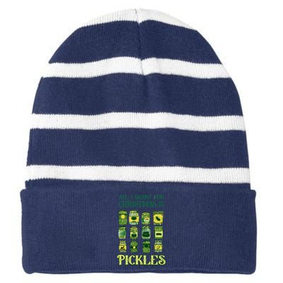 All I Want For Christmas Is Pickles Striped Beanie with Solid Band