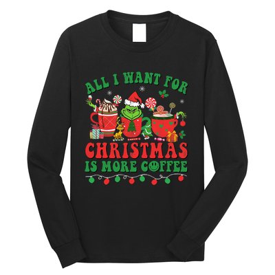 All I Want For Christmas Coffee Latte Cozy Winter Santa Xmas Long Sleeve Shirt