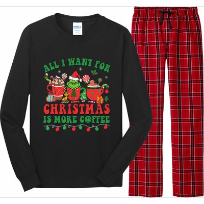 All I Want For Christmas Coffee Latte Cozy Winter Santa Xmas Long Sleeve Pajama Set