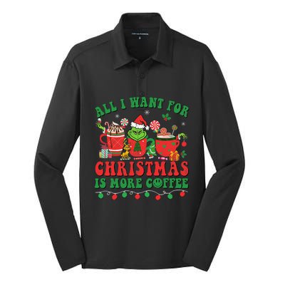 All I Want For Christmas Coffee Latte Cozy Winter Santa Xmas Silk Touch Performance Long Sleeve Polo