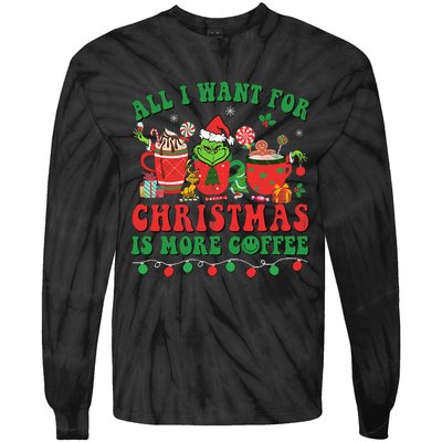 All I Want For Christmas Coffee Latte Cozy Winter Santa Xmas Tie-Dye Long Sleeve Shirt