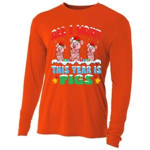 All I Want This Year Is Pigs Wearing Christmas Hat Funny Gift Cooling Performance Long Sleeve Crew