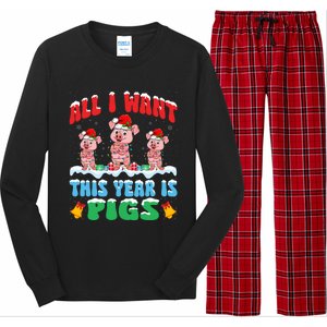 All I Want This Year Is Pigs Wearing Christmas Hat Funny Gift Long Sleeve Pajama Set