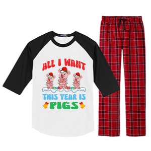 All I Want This Year Is Pigs Wearing Christmas Hat Funny Gift Raglan Sleeve Pajama Set