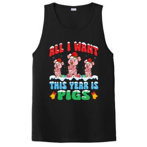 All I Want This Year Is Pigs Wearing Christmas Hat Funny Gift PosiCharge Competitor Tank