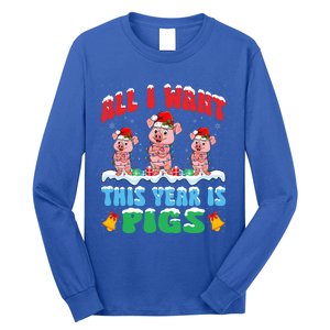 All I Want This Year Is Pigs Wearing Christmas Hat Funny Gift Long Sleeve Shirt