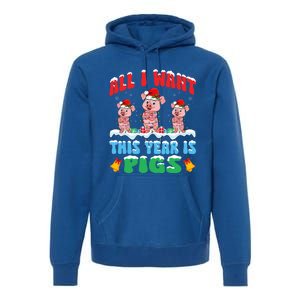 All I Want This Year Is Pigs Wearing Christmas Hat Funny Gift Premium Hoodie