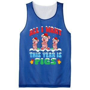 All I Want This Year Is Pigs Wearing Christmas Hat Funny Gift Mesh Reversible Basketball Jersey Tank