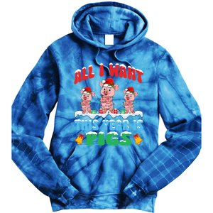 All I Want This Year Is Pigs Wearing Christmas Hat Funny Gift Tie Dye Hoodie