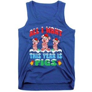 All I Want This Year Is Pigs Wearing Christmas Hat Funny Gift Tank Top