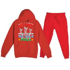 All I Want This Year Is Pigs Wearing Christmas Hat Funny Gift Premium Hooded Sweatsuit Set