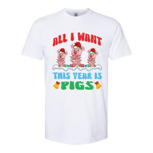 All I Want This Year Is Pigs Wearing Christmas Hat Funny Gift Softstyle CVC T-Shirt