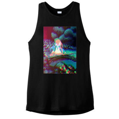 Alice In Wonderland Trippy Ladies PosiCharge Tri-Blend Wicking Tank