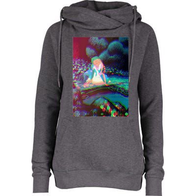 Alice In Wonderland Trippy Womens Funnel Neck Pullover Hood