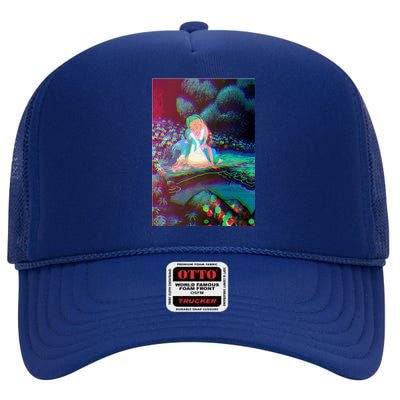 Alice In Wonderland Trippy High Crown Mesh Back Trucker Hat