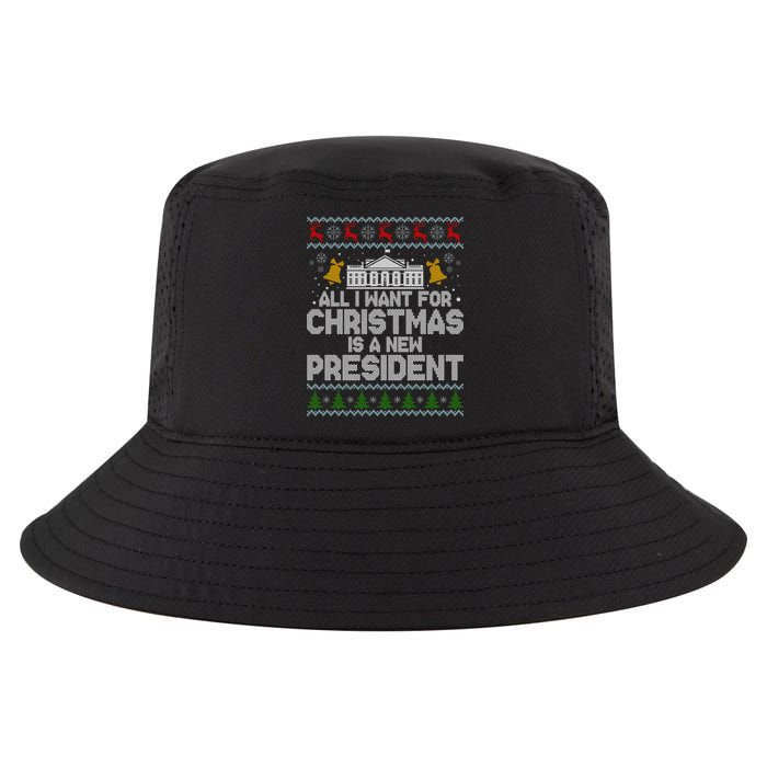 All I Want For Christmas Is A New President Ugly Christmas Sweater Cool Comfort Performance Bucket Hat