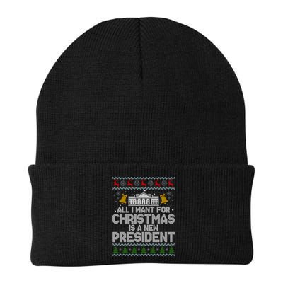 All I Want For Christmas Is A New President Ugly Christmas Sweater Beanie
