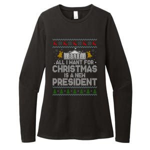 All I Want For Christmas Is A New President Ugly Christmas Sweater Womens CVC Long Sleeve Shirt