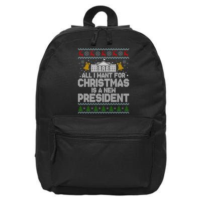 All I Want For Christmas Is A New President Ugly Christmas Sweater 16 in Basic Backpack