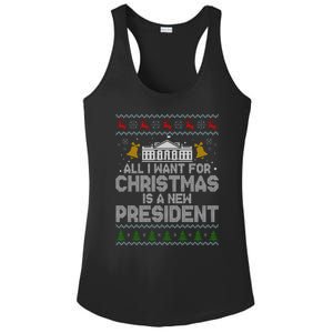 All I Want For Christmas Is A New President Ugly Christmas Sweater Ladies PosiCharge Competitor Racerback Tank