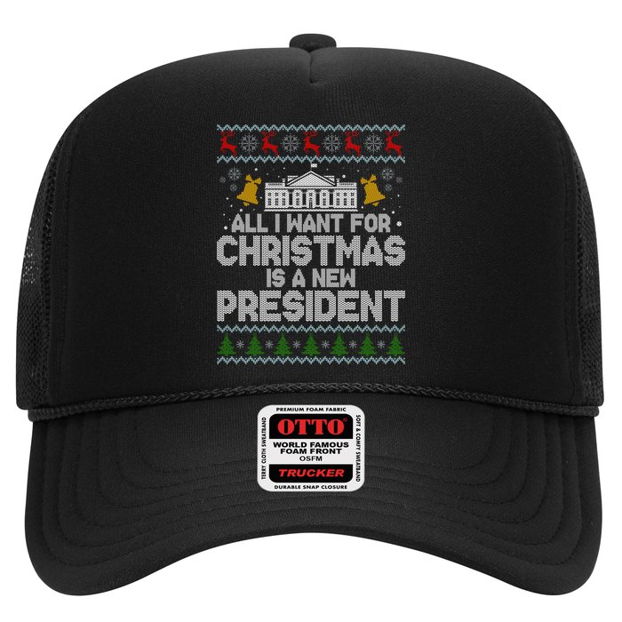 All I Want For Christmas Is A New President Ugly Christmas Sweater Trucker Hat