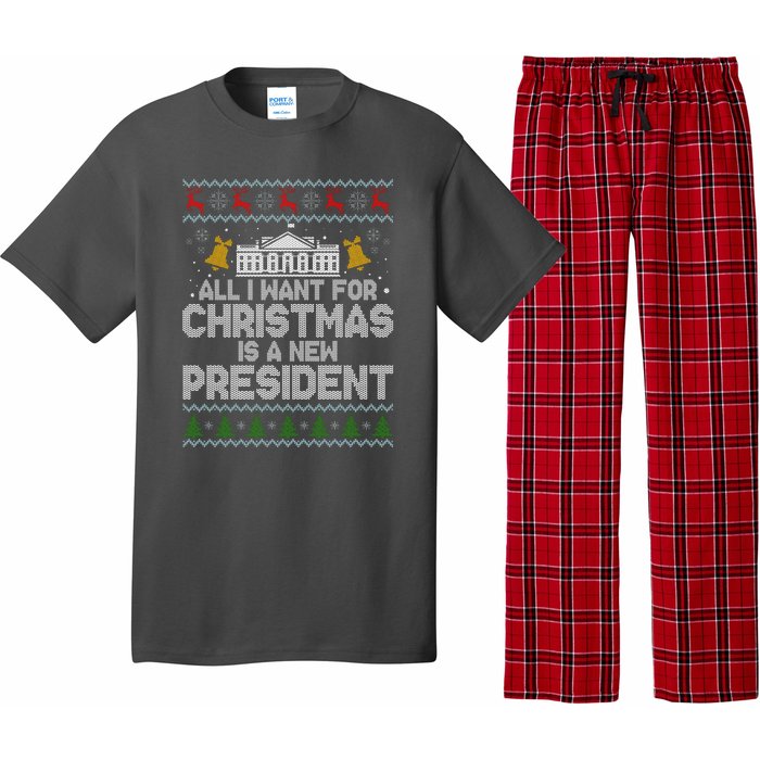 All I Want For Christmas Is A New President Ugly Christmas Sweater Pajama Set