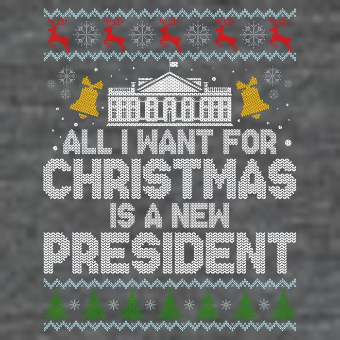 All I Want For Christmas Is A New President Ugly Christmas Sweater Flatbill Hat