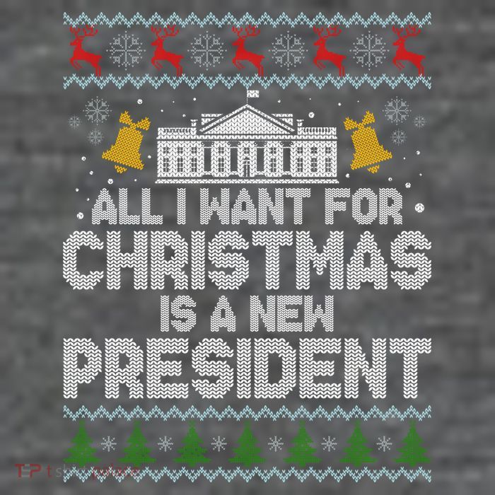 All I Want For Christmas Is A New President Ugly Christmas Sweater Wool Snapback Cap