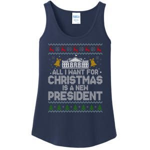 All I Want For Christmas Is A New President Ugly Christmas Sweater Ladies Essential Tank