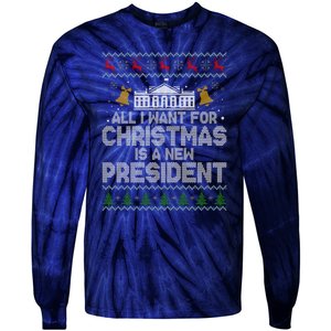 All I Want For Christmas Is A New President Ugly Christmas Sweater Tie-Dye Long Sleeve Shirt