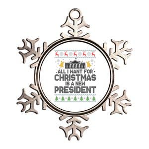 All I Want For Christmas Is A New President Ugly Christmas Sweater Metallic Star Ornament