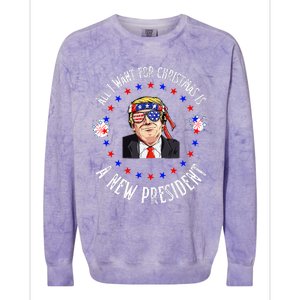 All I Want For Christmas Is A New President Trump Xmas Colorblast Crewneck Sweatshirt