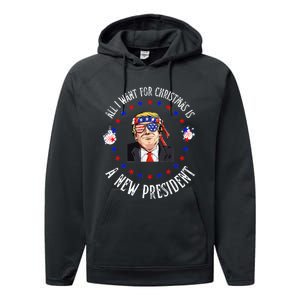 All I Want For Christmas Is A New President Trump Xmas Performance Fleece Hoodie