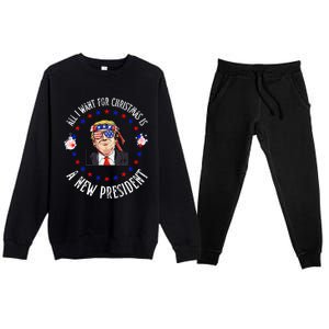 All I Want For Christmas Is A New President Trump Xmas Premium Crewneck Sweatsuit Set