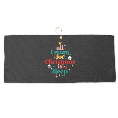 All I Want For Christmas Is Sleep Funny Adult Life Gift Large Microfiber Waffle Golf Towel