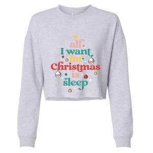 All I Want For Christmas Is Sleep Funny Adult Life Gift Cropped Pullover Crew