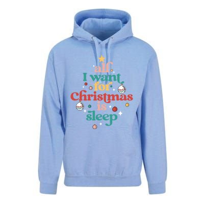 All I Want For Christmas Is Sleep Funny Adult Life Gift Unisex Surf Hoodie