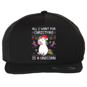 All I Want For Christmas Is A Unicorn Ugly Christmas Sweater Great Gift Wool Snapback Cap