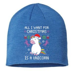 All I Want For Christmas Is A Unicorn Ugly Christmas Sweater Great Gift Sustainable Beanie