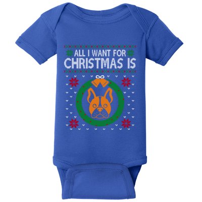 All I Want For Christmas Is French Bulldogs Funny Gift Baby Bodysuit