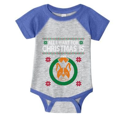 All I Want For Christmas Is French Bulldogs Funny Gift Infant Baby Jersey Bodysuit