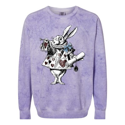 Alice In Wonderland White Rabbit Colorblast Crewneck Sweatshirt