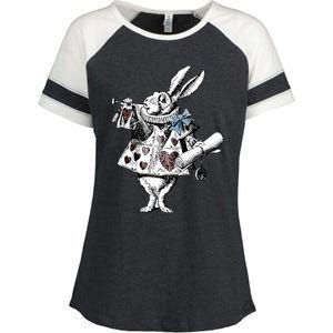 Alice In Wonderland White Rabbit Enza Ladies Jersey Colorblock Tee