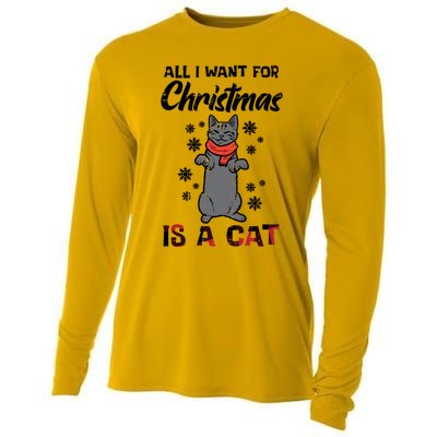 All I Want For Christmas Is Cat Xmas Gift Cooling Performance Long Sleeve Crew