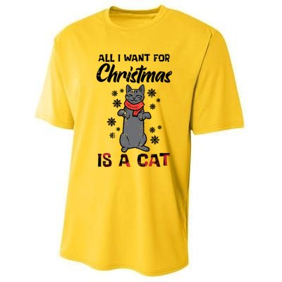 All I Want For Christmas Is Cat Xmas Gift Performance Sprint T-Shirt