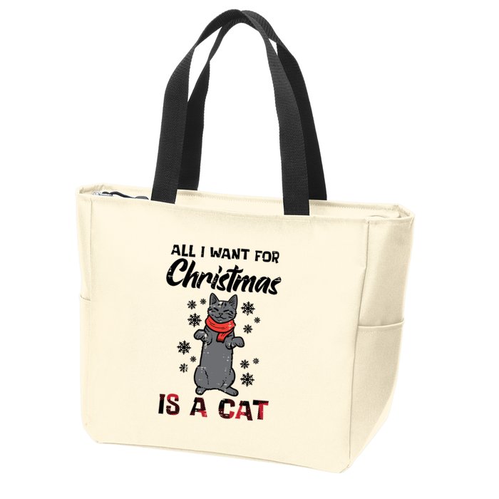 All I Want For Christmas Is Cat Xmas Gift Zip Tote Bag