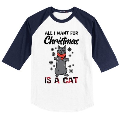 All I Want For Christmas Is Cat Xmas Gift Baseball Sleeve Shirt