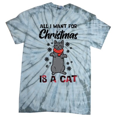 All I Want For Christmas Is Cat Xmas Gift Tie-Dye T-Shirt