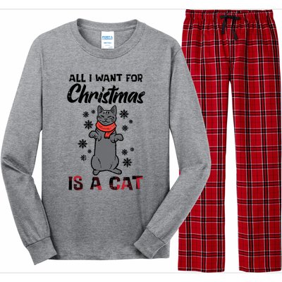 All I Want For Christmas Is Cat Xmas Gift Long Sleeve Pajama Set