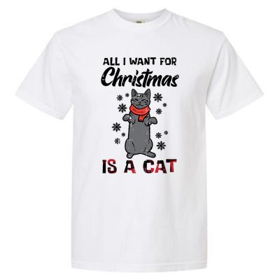 All I Want For Christmas Is Cat Xmas Gift Garment-Dyed Heavyweight T-Shirt